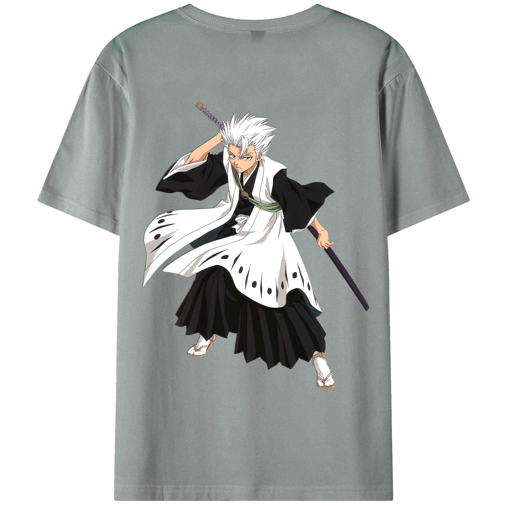 （画像用） ブリーチ 日番谷冬獅郎（ひつがや とうしろう） BLEACH Hitsugaya Toushirou 綿100％ メンズ半袖Tシャツ（バックプリント） 通気性